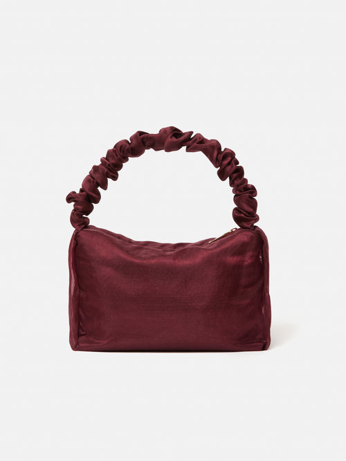 Ruched Organza Mini Bag | Burgundy