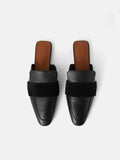 Leather Backless Loafer | Black