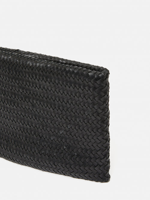 Woven Leather Pouch | Black