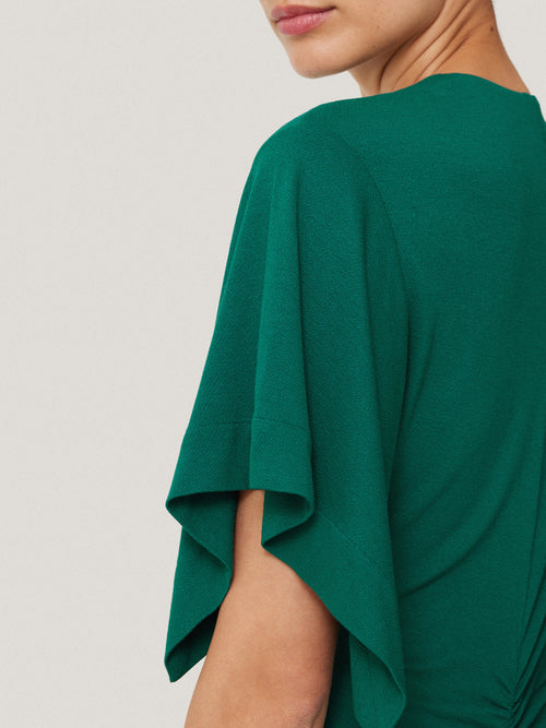 Crepe Flutter Sleeve Dress | Green