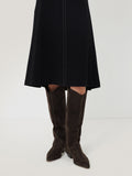 Suede Knee High Western Boot | Chocolate