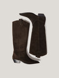 Suede Knee High Western Boot | Chocolate