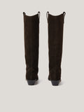 Suede Knee High Western Boot | Chocolate