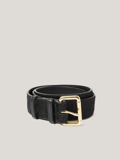 Black Calf Hair Belt | Black