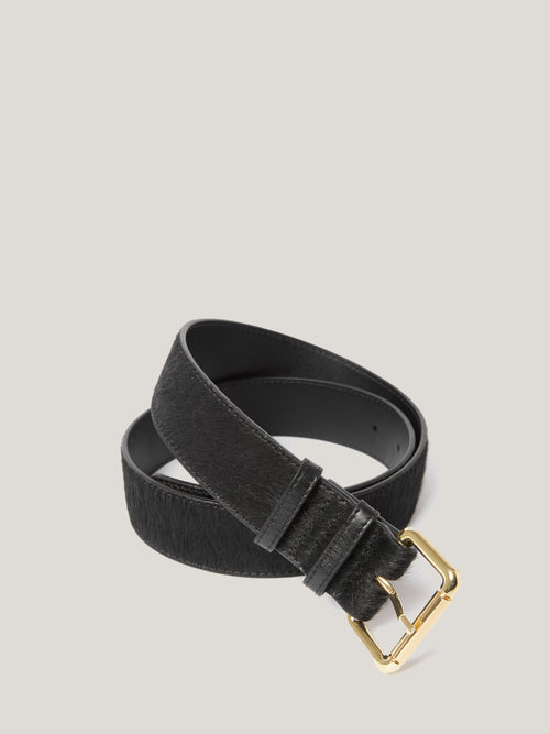 Black Calf Hair Belt | Black