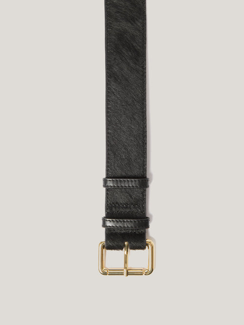 Black Calf Hair Belt | Black