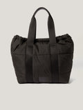 Nylon Quilted Drawstring Tote | Chocolate