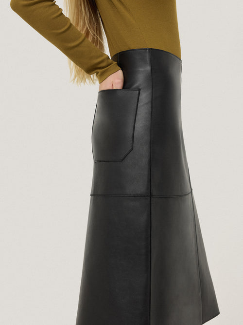 Bonded Leather Skirt | Black