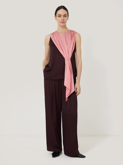 Satin Wide Leg Trouser | Oxblood