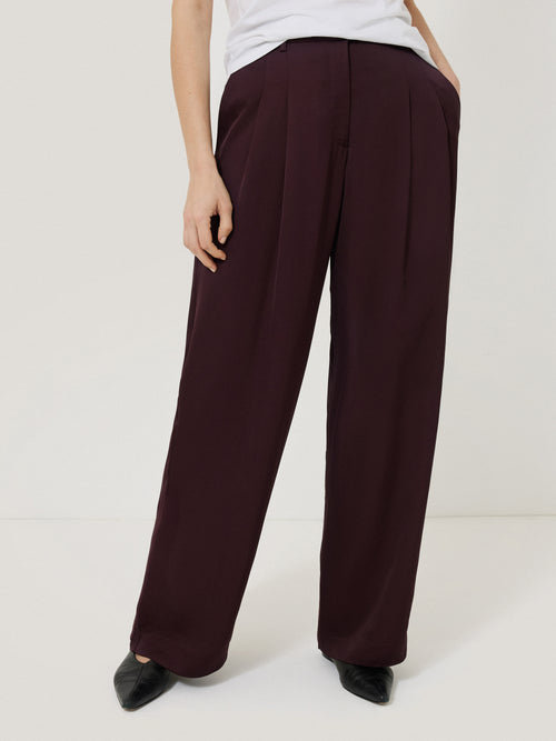 Satin Wide Leg Trouser | Oxblood