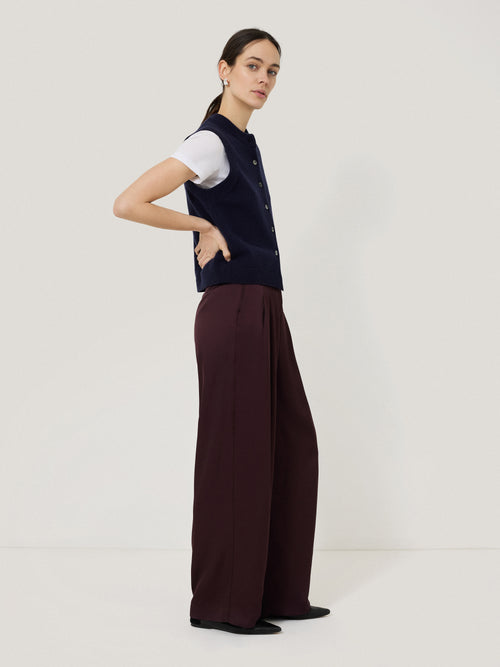 Satin Wide Leg Trouser | Oxblood