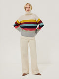 Wool Multi Stripe Turtleneck | Grey