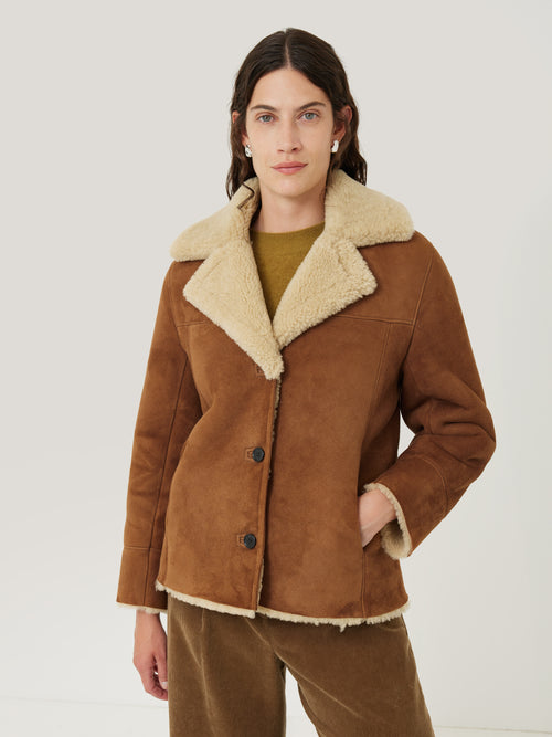 Merino Shearling Leather Coat | Ginger