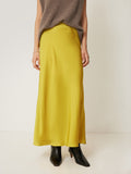 Satin Bias Maxi Skirt | Yellow