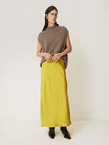 Satin Bias Maxi Skirt | Yellow