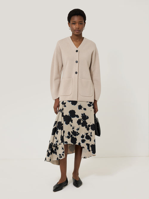 Outline Rose Cotton Skirt | Neutral