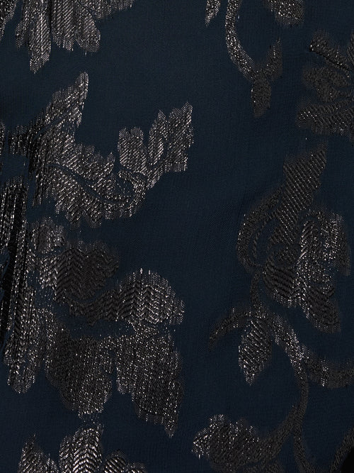 Metallic Jacquard Top | Navy