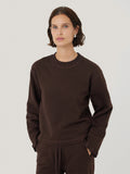 Satin Cuff Jersey Sweatshirt | Chocolate