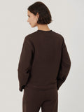 Satin Cuff Jersey Sweatshirt | Chocolate