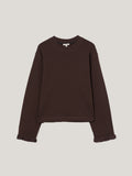 Satin Cuff Jersey Sweatshirt | Chocolate