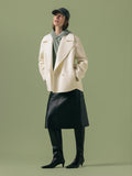 Wool Double Faced Short Coat | Ivory