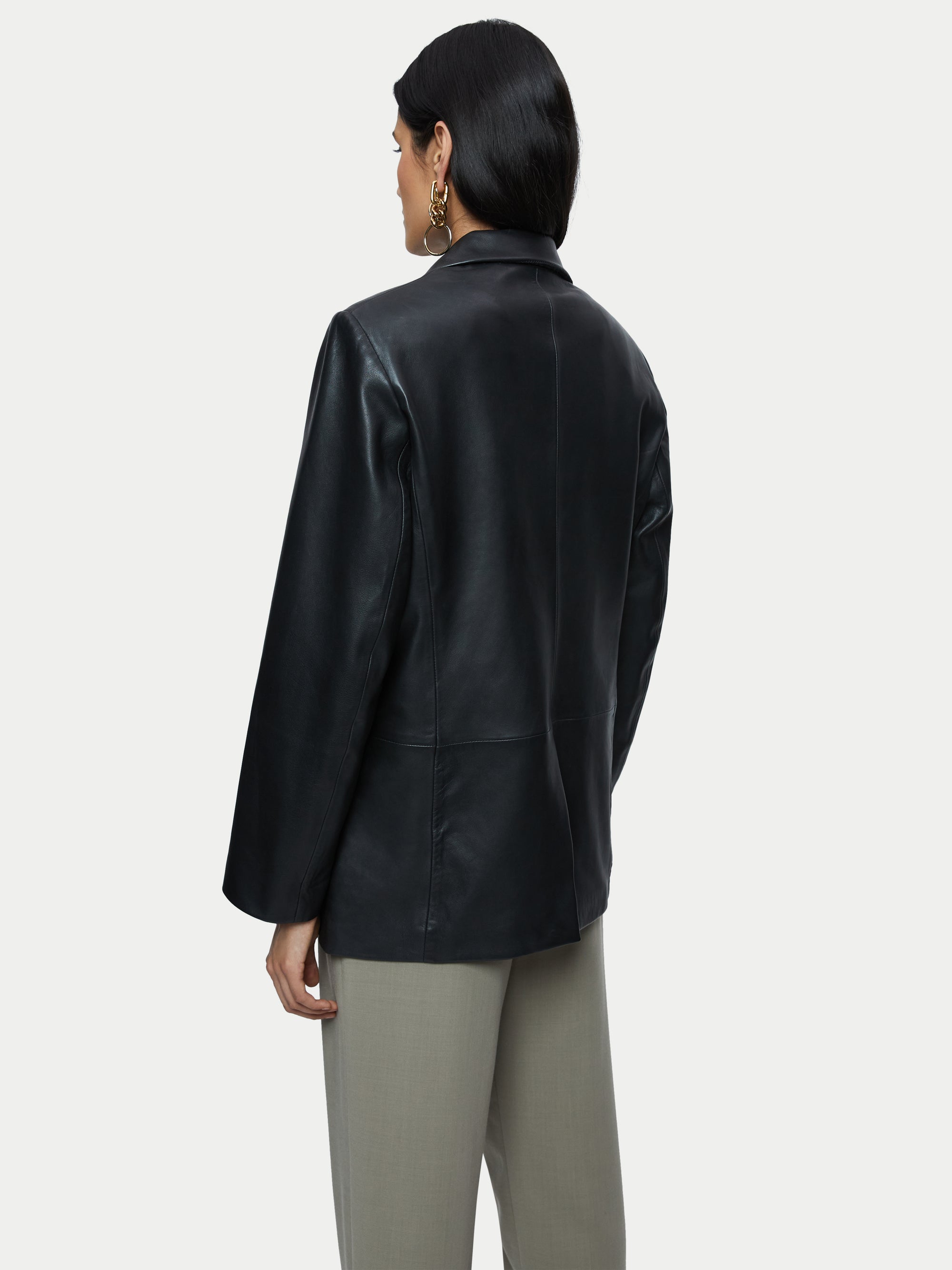 Bershka faux leather overshirt shacket in black