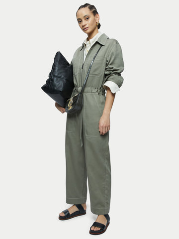 Cotton Lyocell Zip Jumpsuit | Khaki – Jigsaw