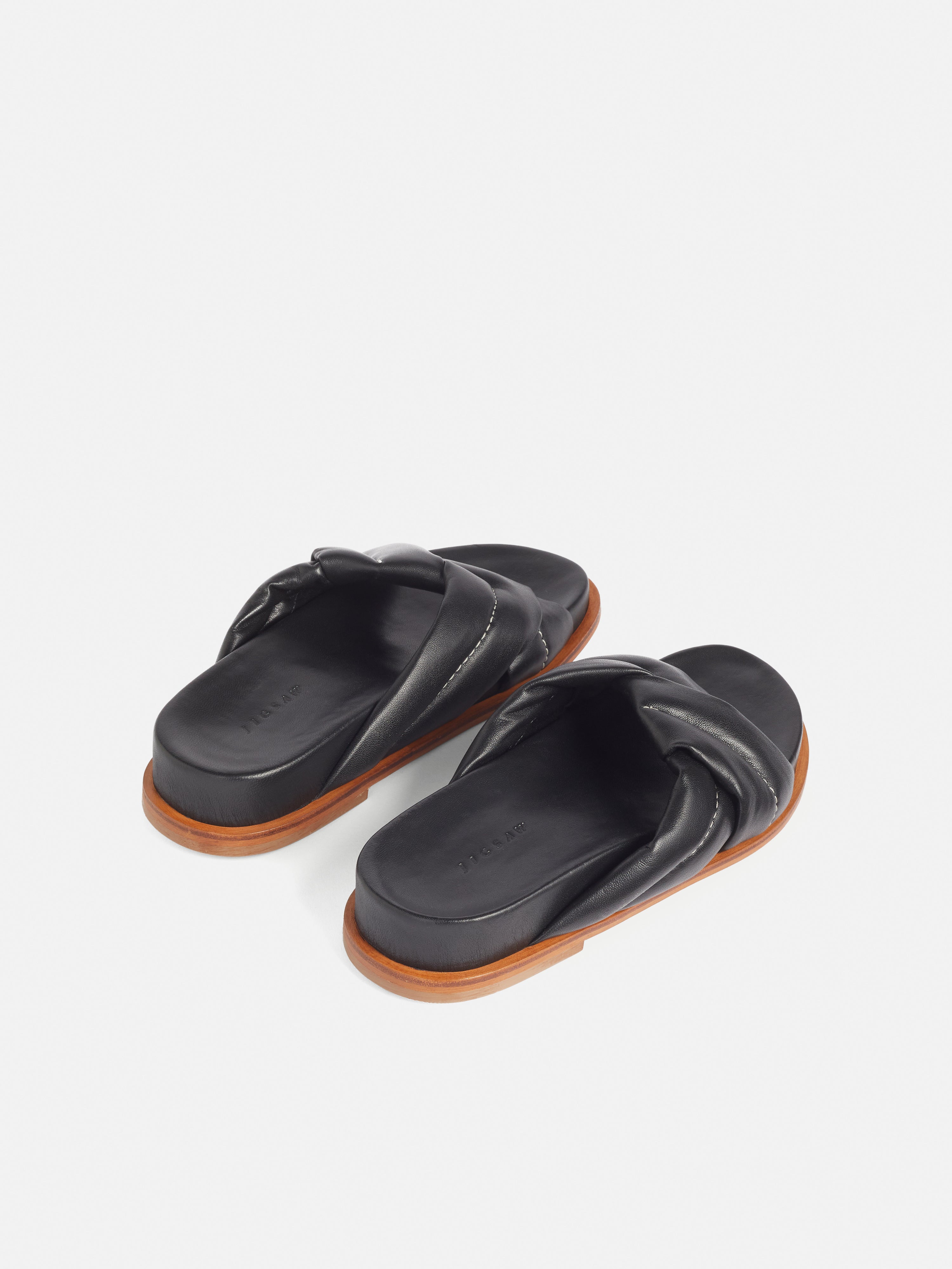 Nikita Padded Leather Sandal | Black – Jigsaw