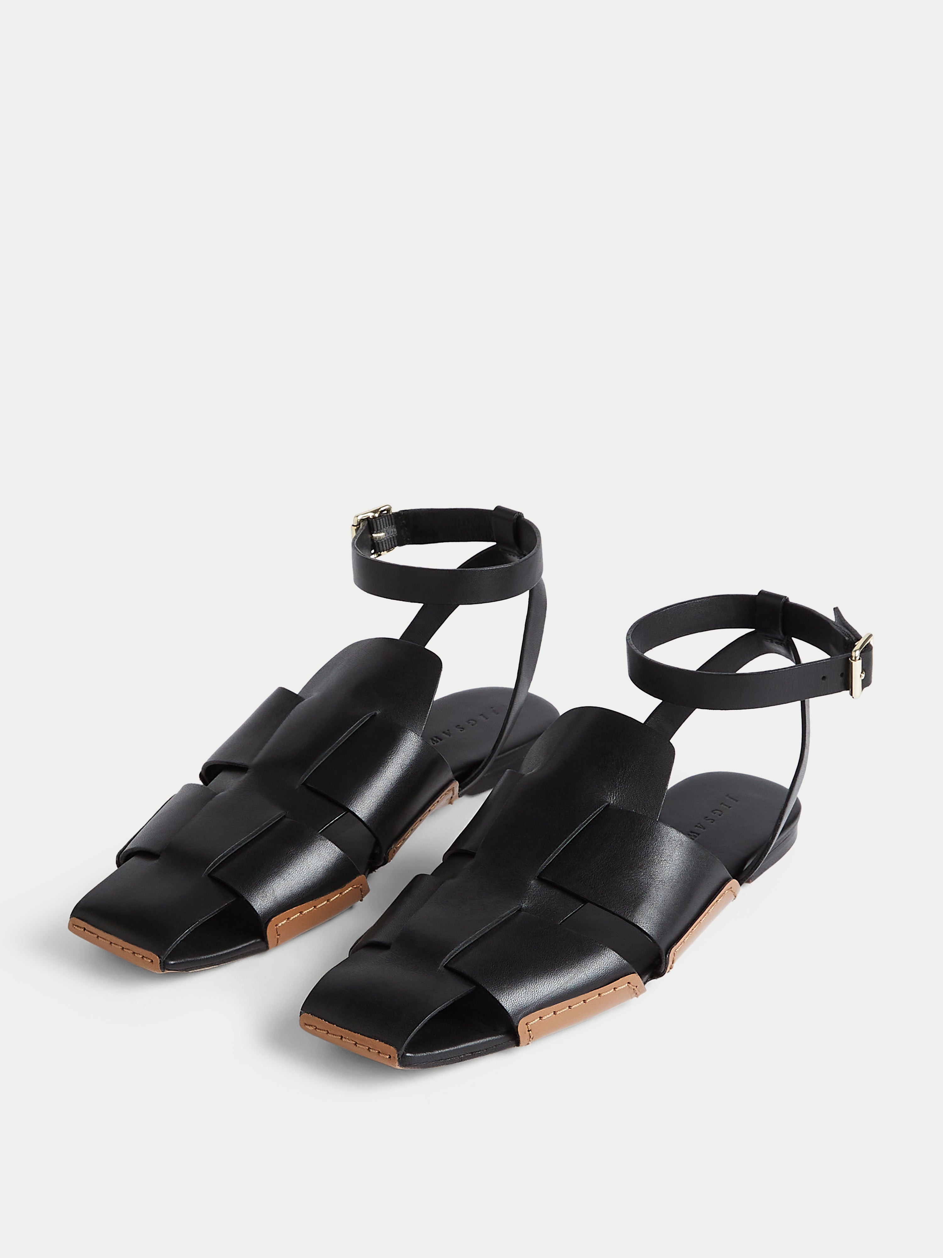 Sutton Leather Woven Sandal | Black – Jigsaw