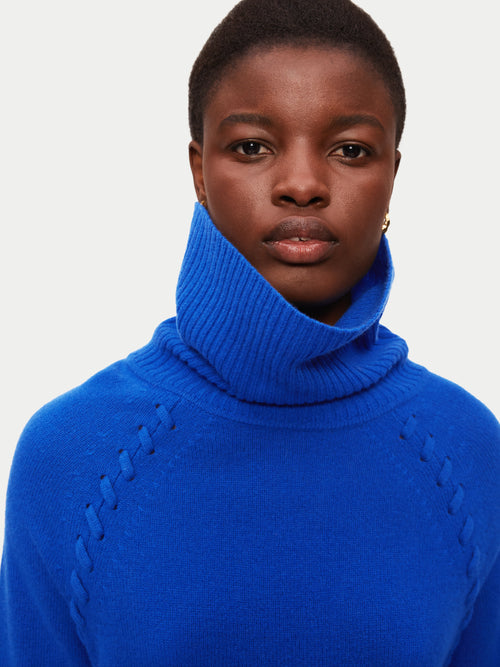 Merino Scoop Hem Jumper | Blue