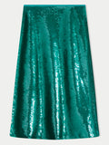 Sequin Midi Skirt | Green