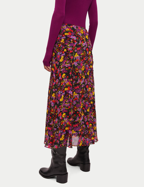 Wild Meadow Crinkle Midi Skirt | Purple