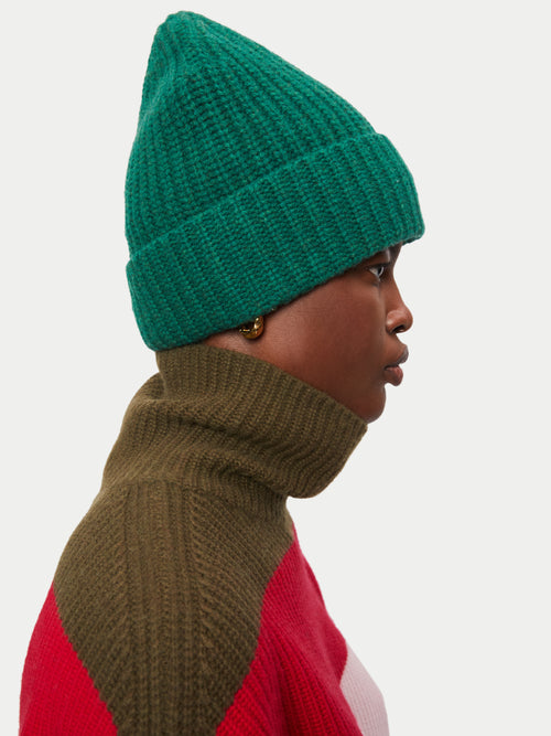 Wool Rib Beanie | Green