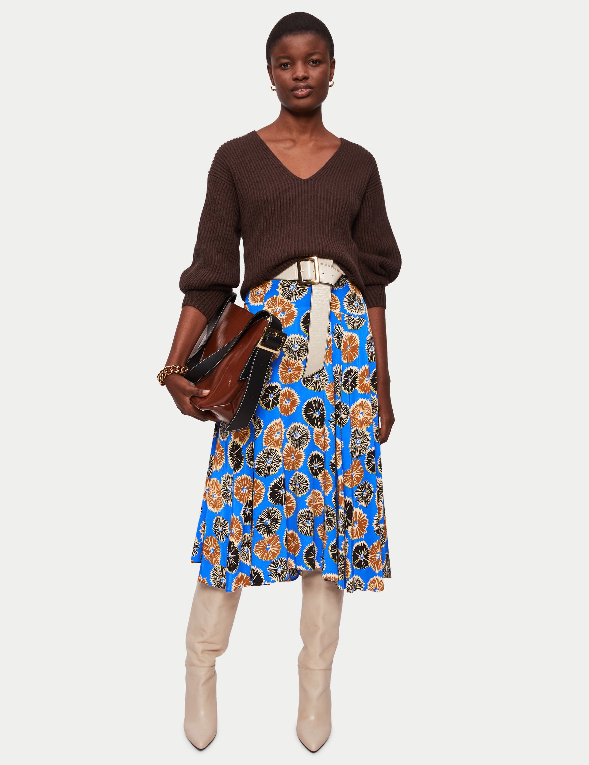 Dandelion Floral Midi Skirt | Blue – Jigsaw