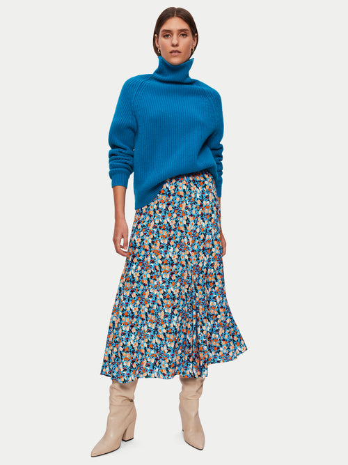 Carnation Midi Skirt | Blue – Jigsaw