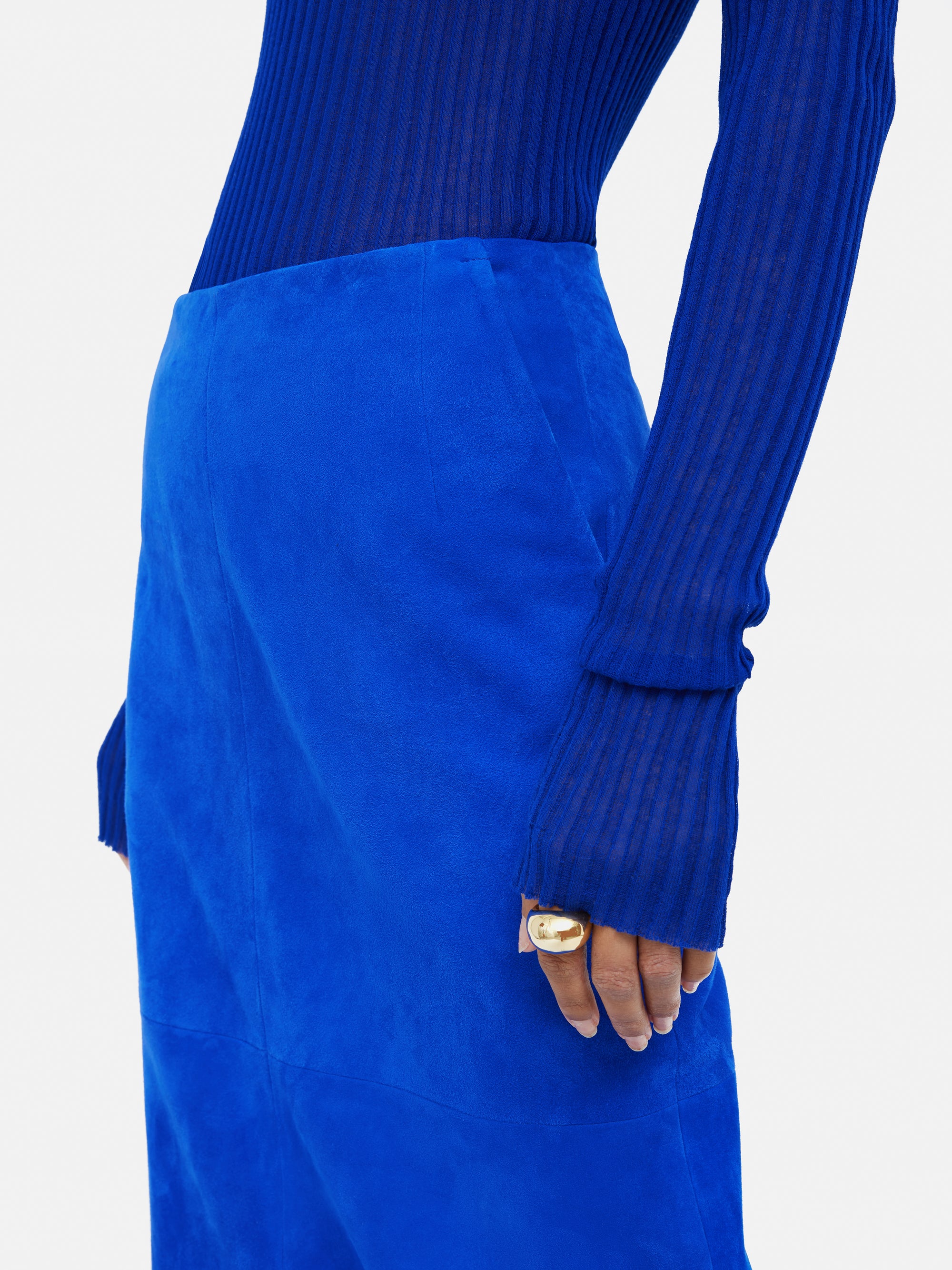 Suede Midi Skirt Blue Jigsaw