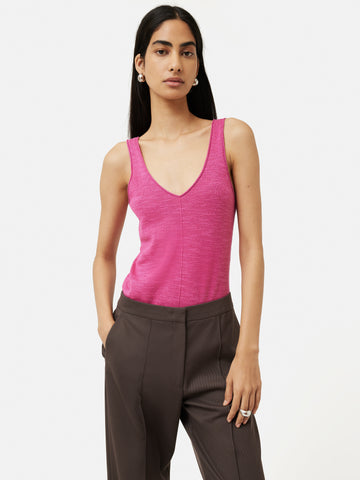 Linen Cotton V Neck Vest | Pink – Jigsaw