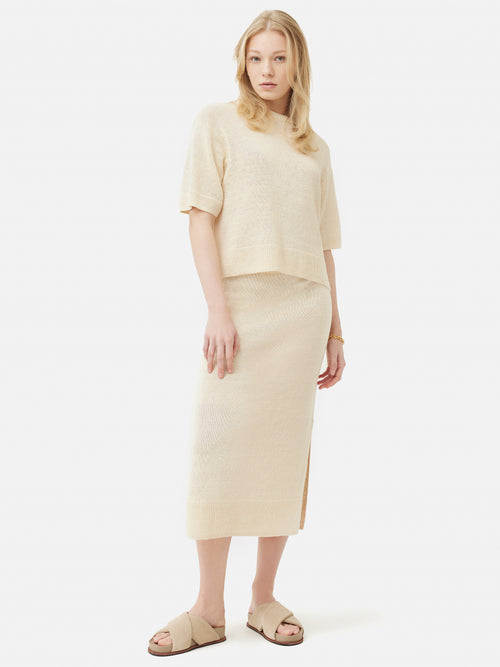 Linen Slub Knitted T-shirt | Ivory