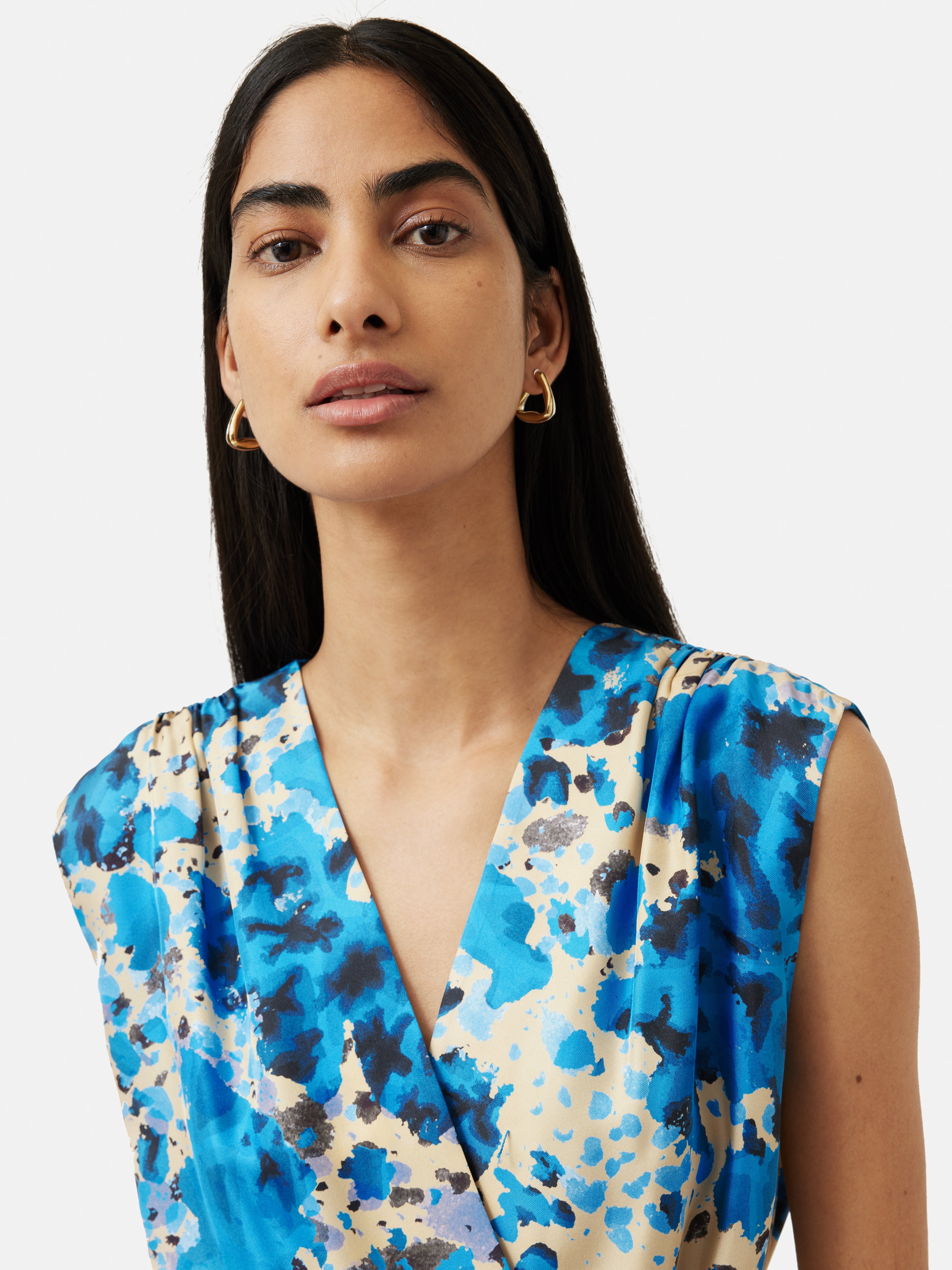 Clouded Leopard Silk Jumpsuit | Blue – Jigsaw