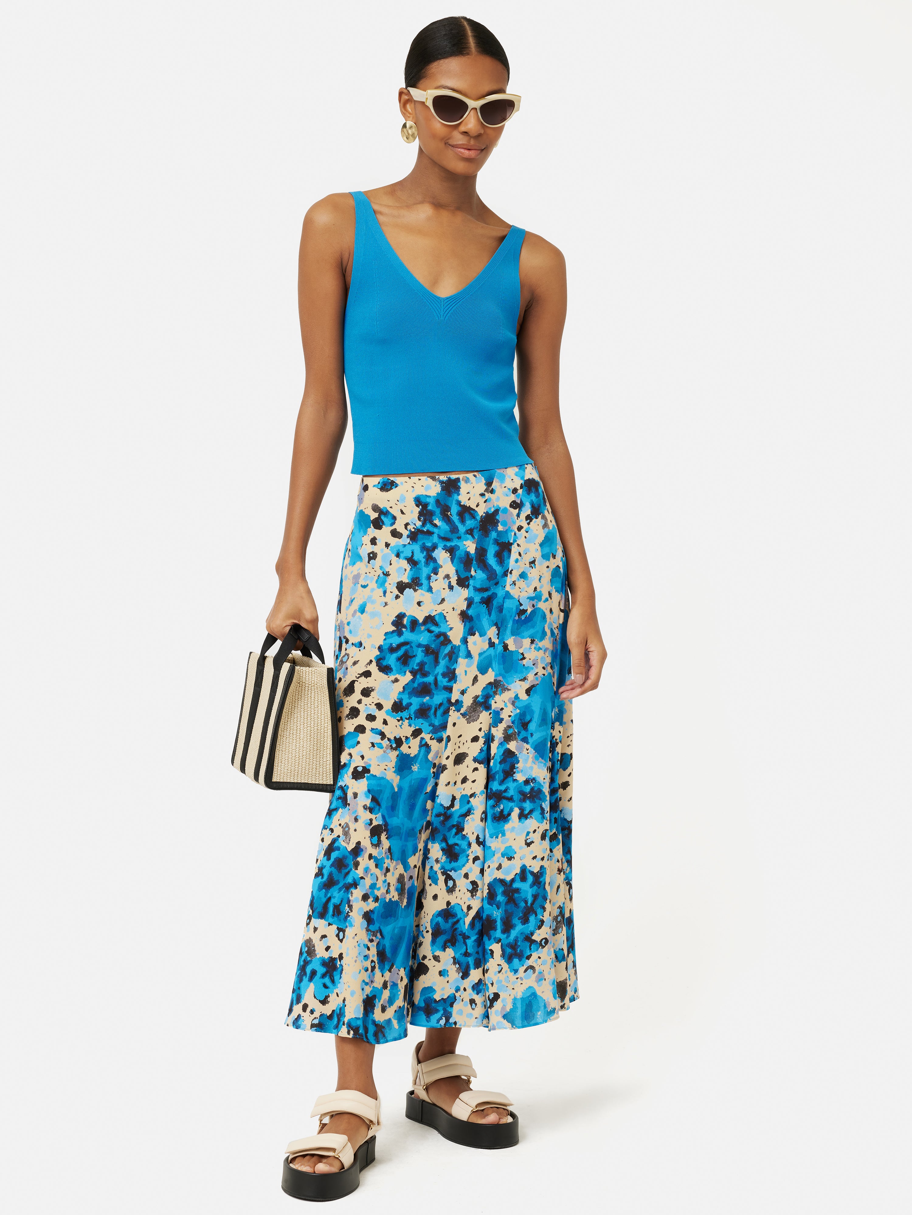 Clouded Leopard Midi Skirt | Blue – Jigsaw