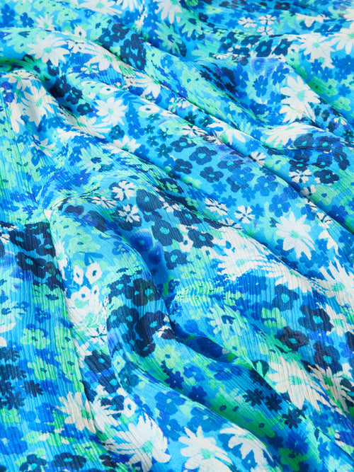 Rave Floral Crinkle Skirt | Blue