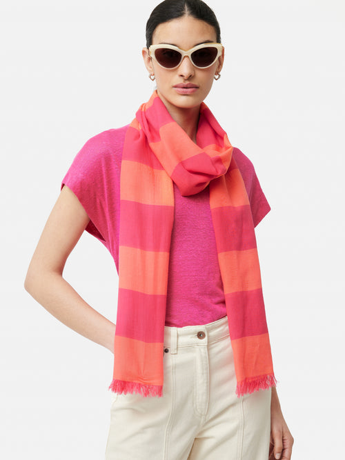 Woven Stripe Scarf | Pink