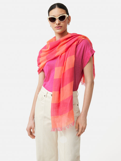 Woven Stripe Scarf | Pink